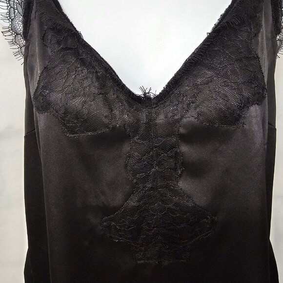 Express Tank Black Grunge Indie Y2K Goth Whimsigoth Dark Fairy Satin Lace L - Picture 5 of 13